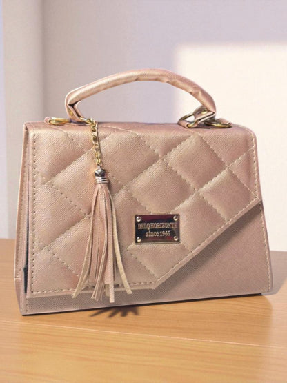 Bolsa LETICIA Crossbody Nude Acolchada con Tassel – Mini Tote Elegante y Versátil de Moda