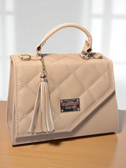 Bolsa LETICIA Crossbody Nude Acolchada con Tassel – Mini Tote Elegante y Versátil de Moda