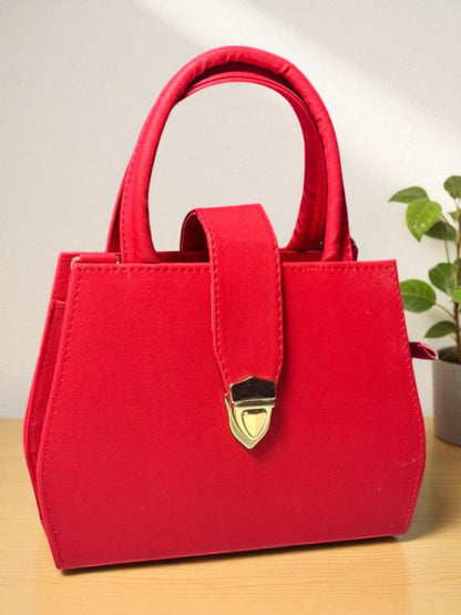 Bolsa MAGDA Crossbody Roja con Cierre Metálico Dorado – Mini Tote Elegante y Versátil de Moda