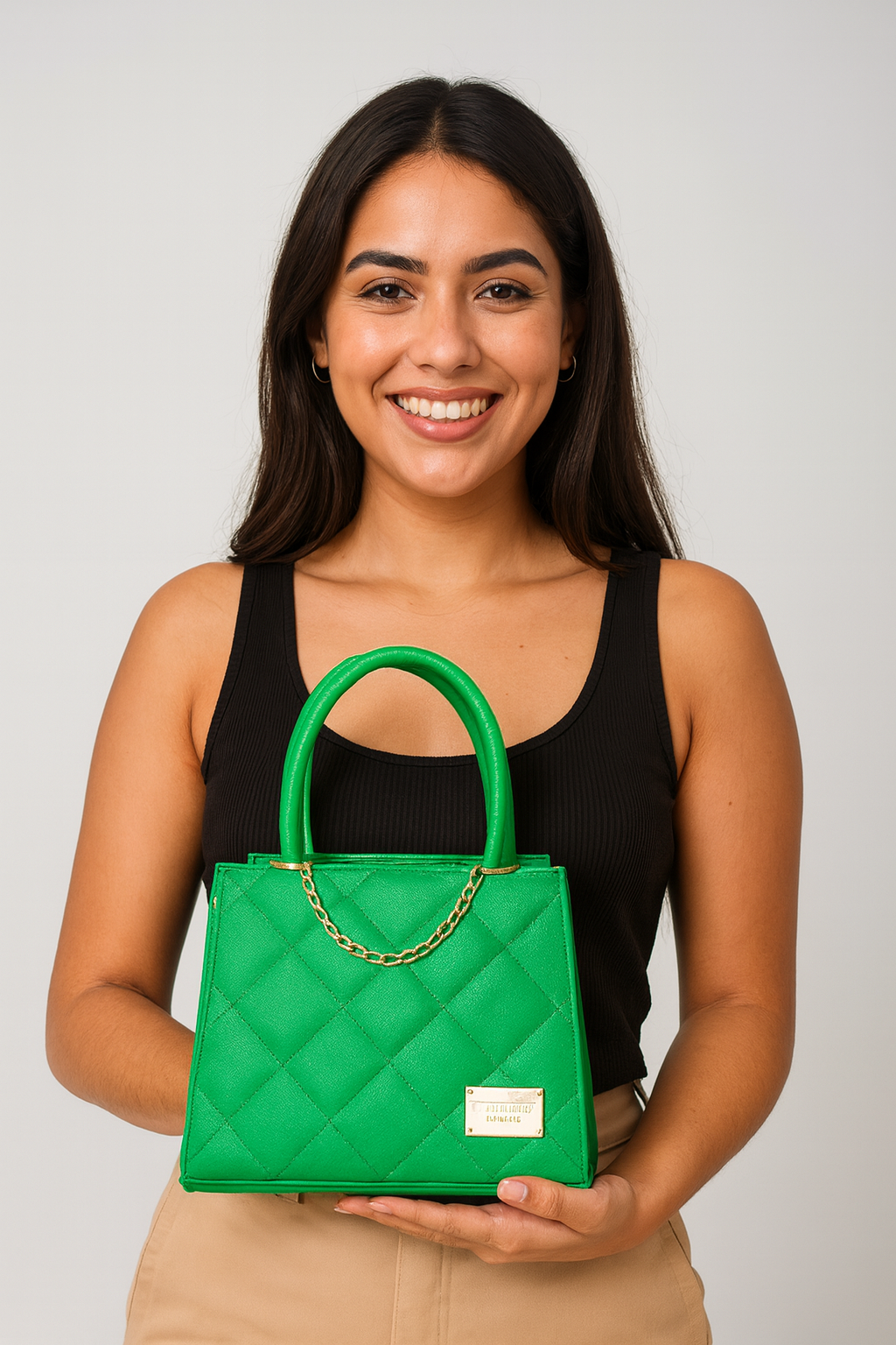 Bolsa MARISOL Crossbody Verde Esmeralda con Cadena Dorada – Tote Mini de Moda Elegante