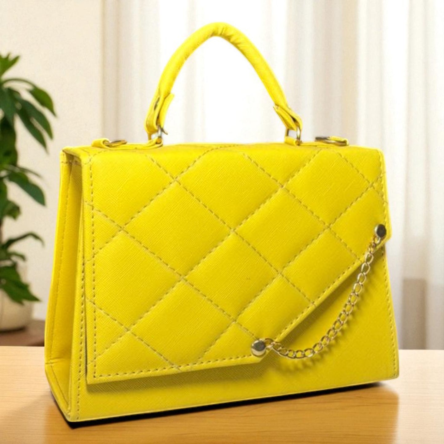 Bolsa MELINA Crossbody Azul Acolchada con Cadena Dorada | Mini Elegante de Moda