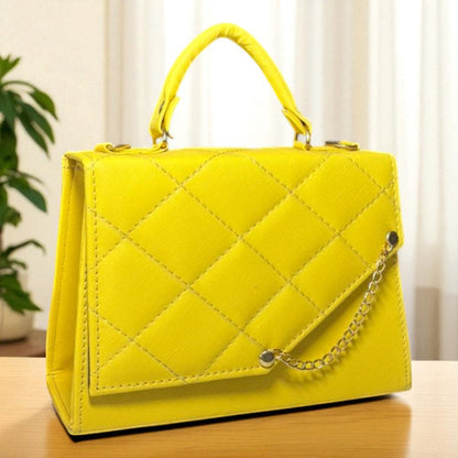 Bolsa MELINA Crossbody Azul Acolchada con Cadena Dorada | Mini Elegante de Moda