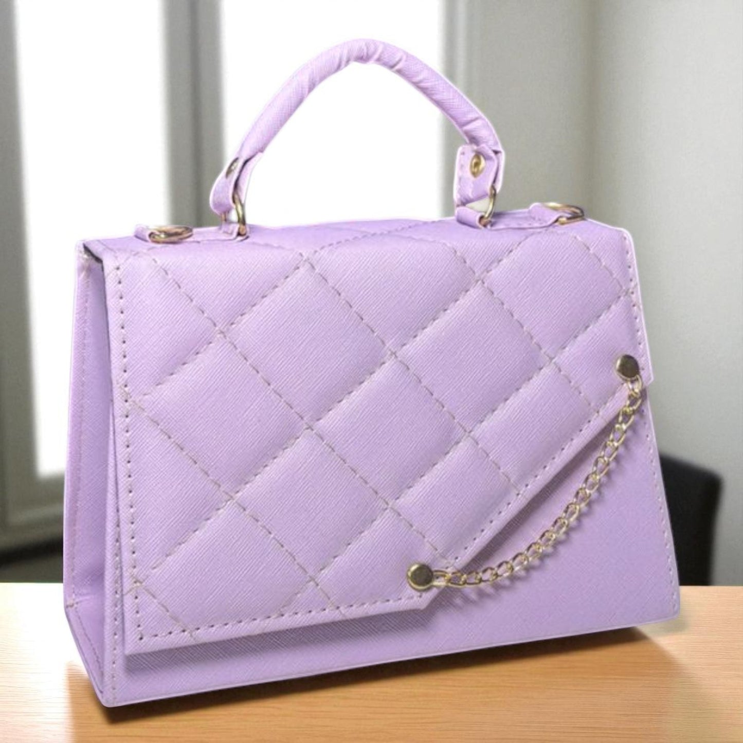 Bolsa MELINA Crossbody Azul Acolchada con Cadena Dorada | Mini Elegante de Moda