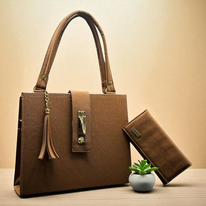 Bolsa de dama Loren elegante moderna grande beige sintética alta calidad exclusiva