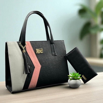 Bolsa de dama Paola elegante moderna grande negra sintética alta calidad duradera