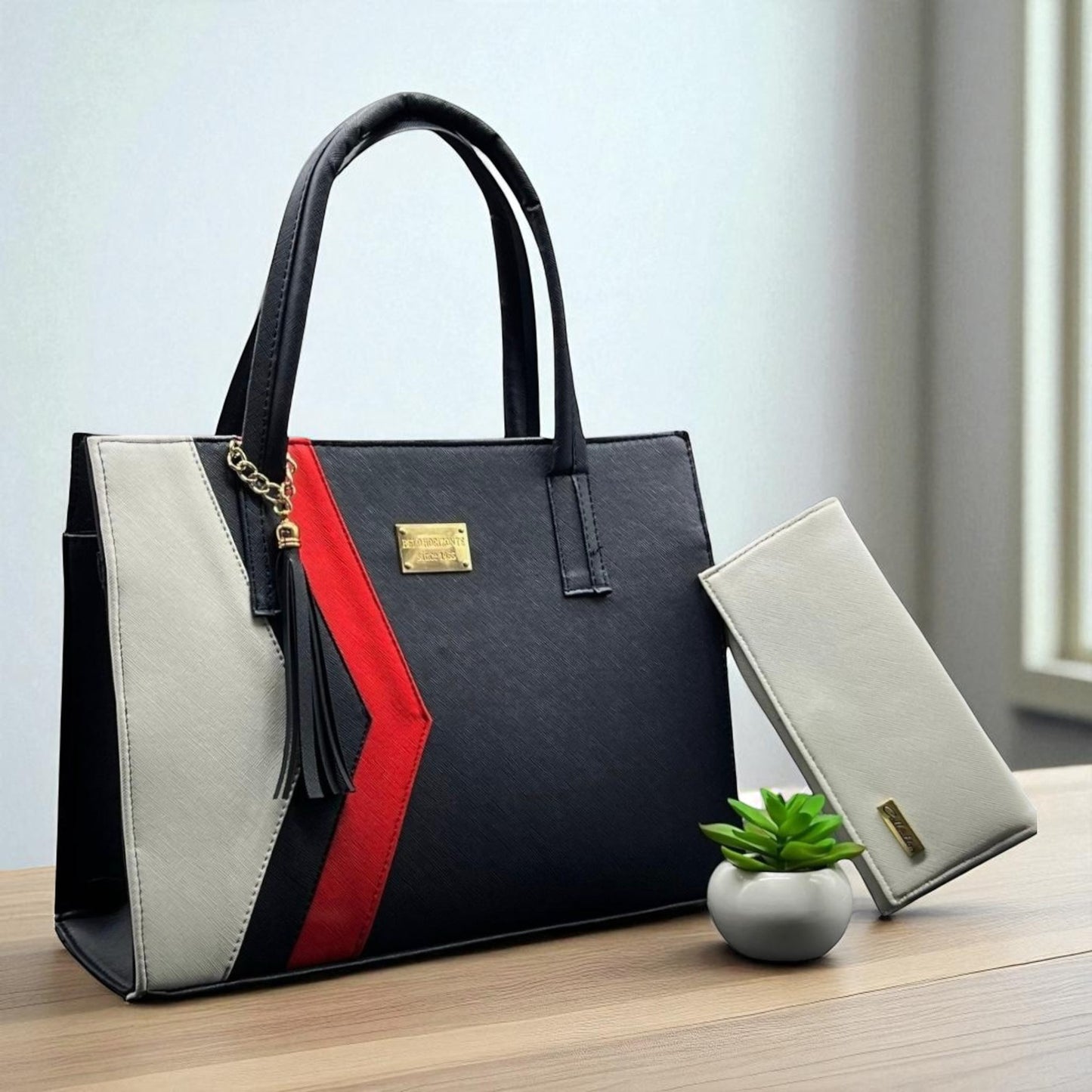 Bolsa de dama Paola elegante moderna grande negra sintética alta calidad duradera