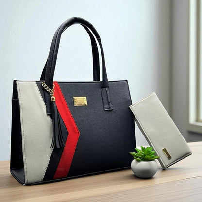 Bolsa de dama Paola elegante moderna grande negra sintética alta calidad duradera