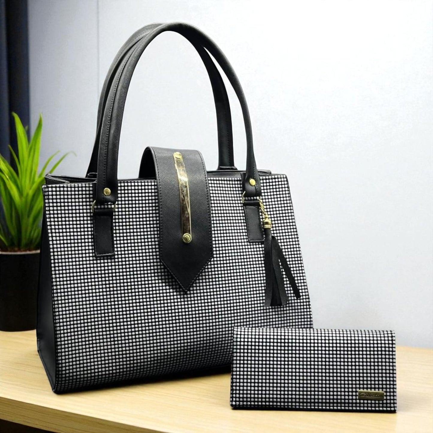 Bolsa de dama Patricia elegante moderna acolchada negra sintética alta calidad duradera