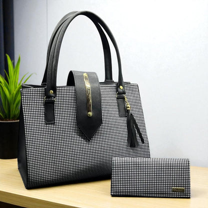 Bolsa de dama Patricia elegante moderna acolchada negra sintética alta calidad duradera