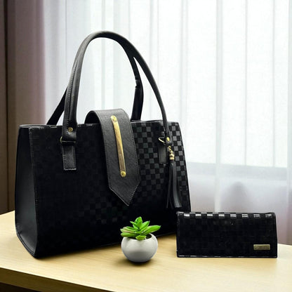 Bolsa de dama Patricia elegante moderna acolchada negra sintética alta calidad duradera