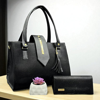 Bolsa de dama Patricia elegante moderna acolchada negra sintética alta calidad duradera