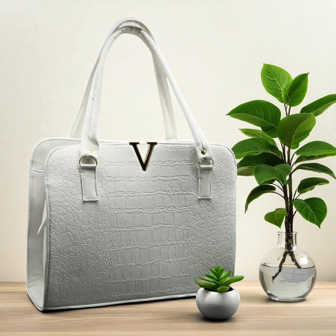 Bolsa de dama Marian elegante moderna croco camel sintética alta calidad duradera