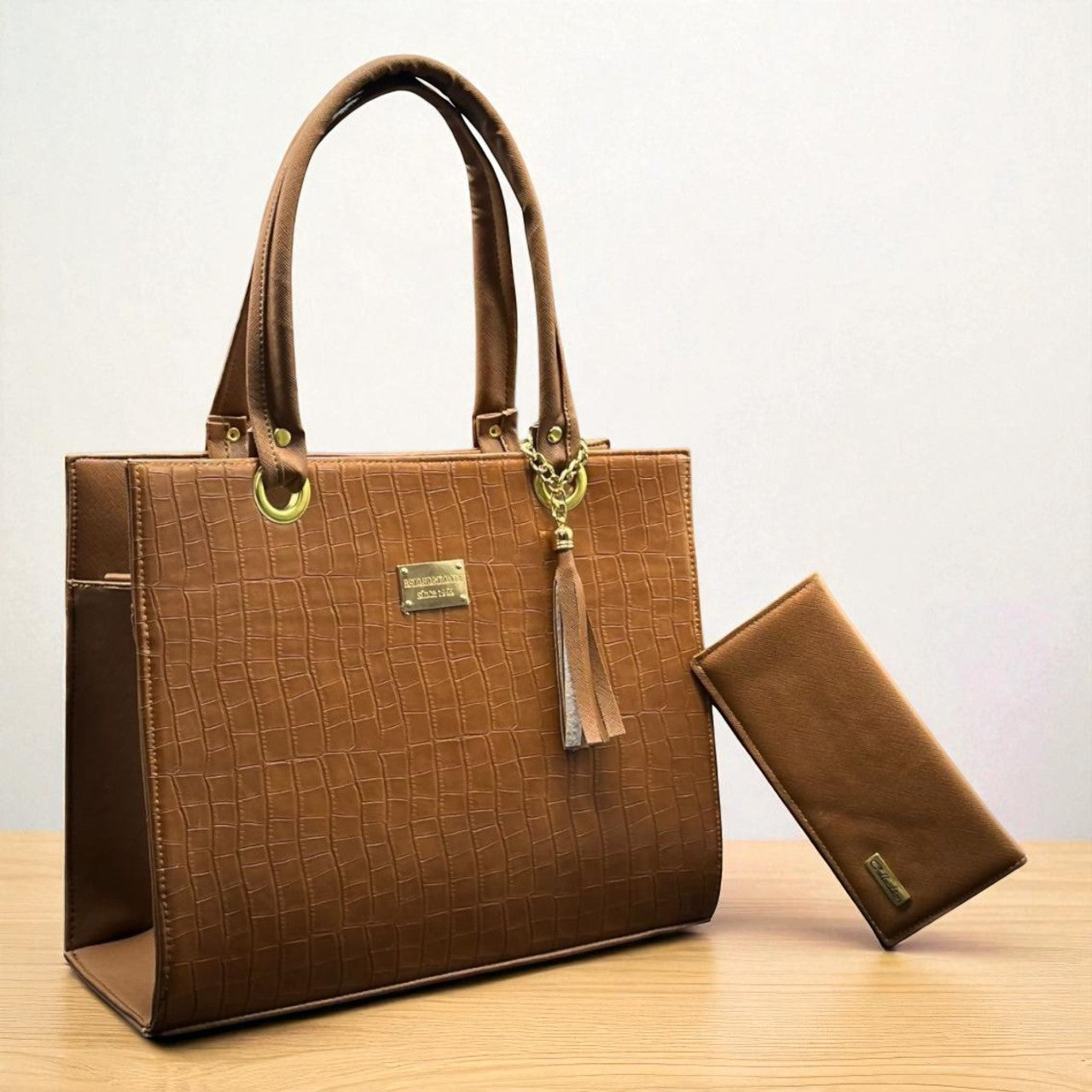 Bolsa de dama Vale croco beige elegante sintética alta calidad duradera
