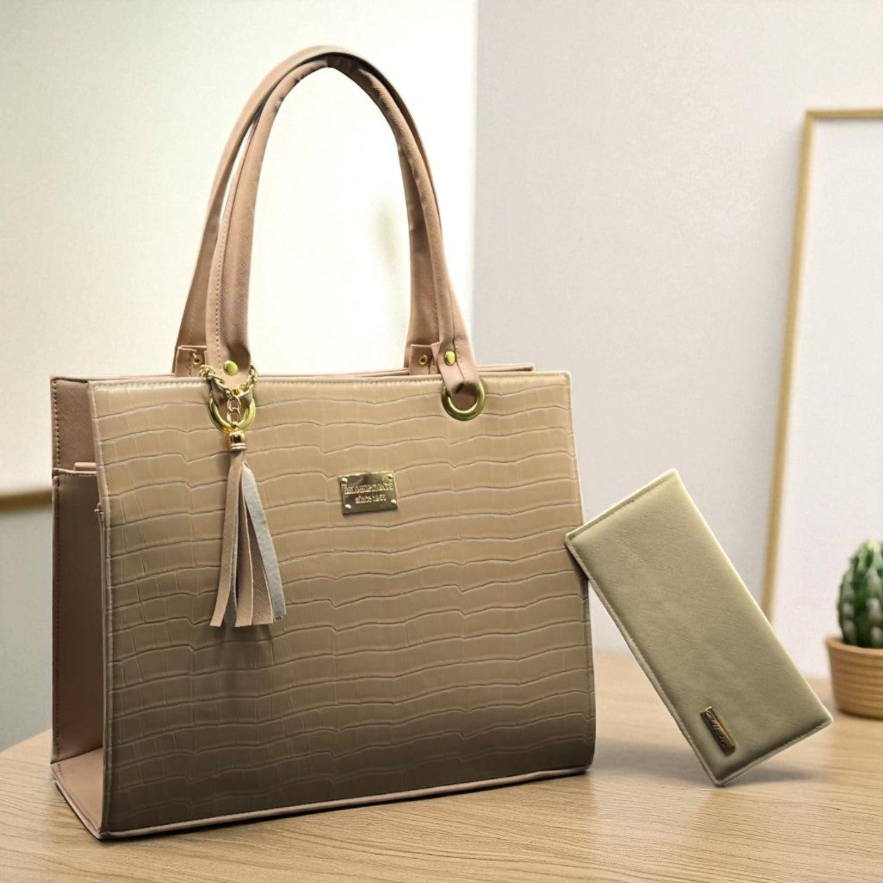 Bolsa de dama Vale croco beige elegante sintética alta calidad duradera