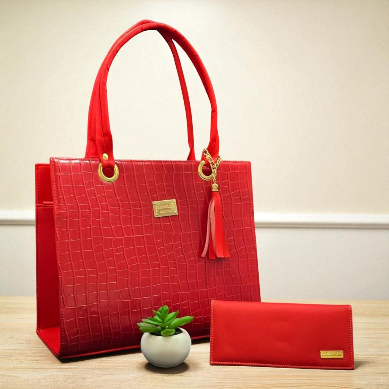 Bolsa de dama Vale croco beige elegante sintética alta calidad duradera