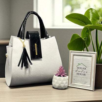 Bolsa de dama Julieta rosa y negro elegante sintética moderna resistente moda