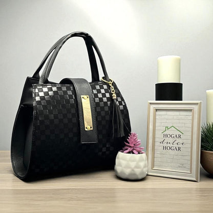 Bolsa de dama Julieta rosa y negro elegante sintética moderna resistente moda