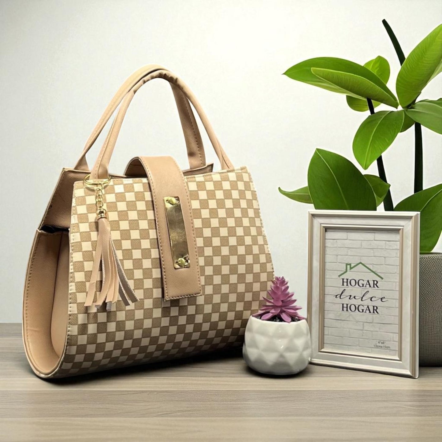 Bolsa de dama Julieta rosa y negro elegante sintética moderna resistente moda