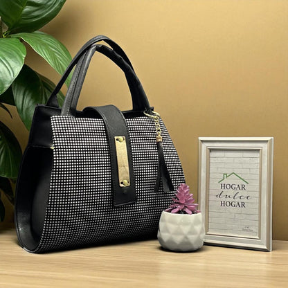 Bolsa de dama Julieta rosa y negro elegante sintética moderna resistente moda