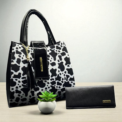 Bolsa de dama Julieta rosa y negro elegante sintética moderna resistente moda