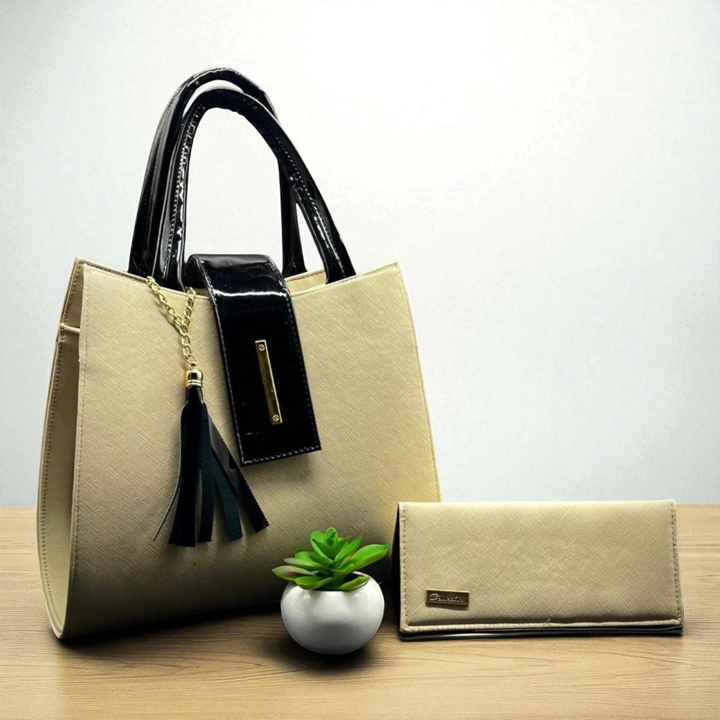 Bolsa de dama Julieta rosa y negro elegante sintética moderna resistente moda