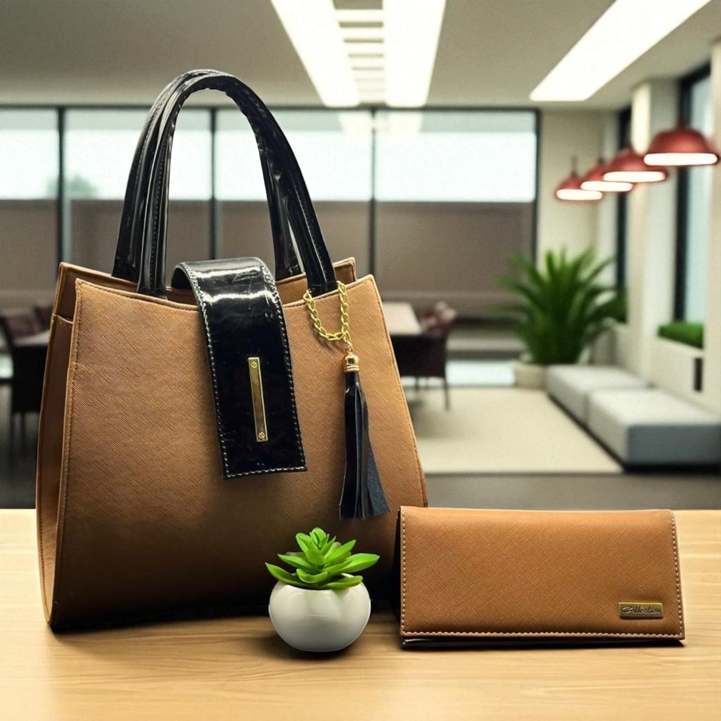 Bolsa de dama Julieta rosa y negro elegante sintética moderna resistente moda