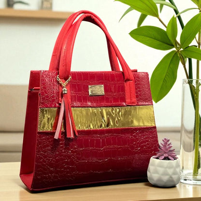 Bolsa de dama Cami croco tricolor rojo azul blanco elegante moda resistente