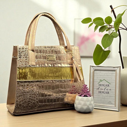 Bolsa de dama Cami croco tricolor rojo azul blanco elegante moda resistente