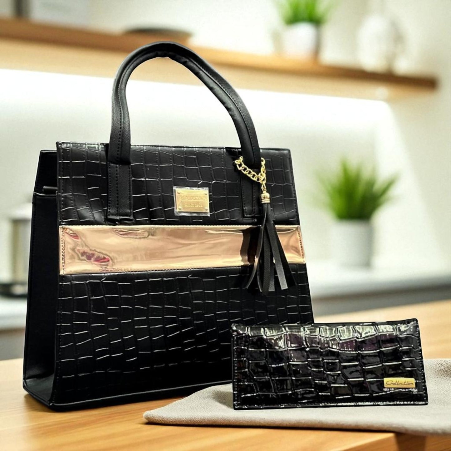 Bolsa de dama Cami croco tricolor rojo azul blanco elegante moda resistente