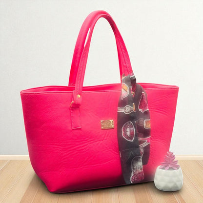 Bolsa negra AITANA de dama elegante con pañuelo floral, amplia, resistente, ideal revender