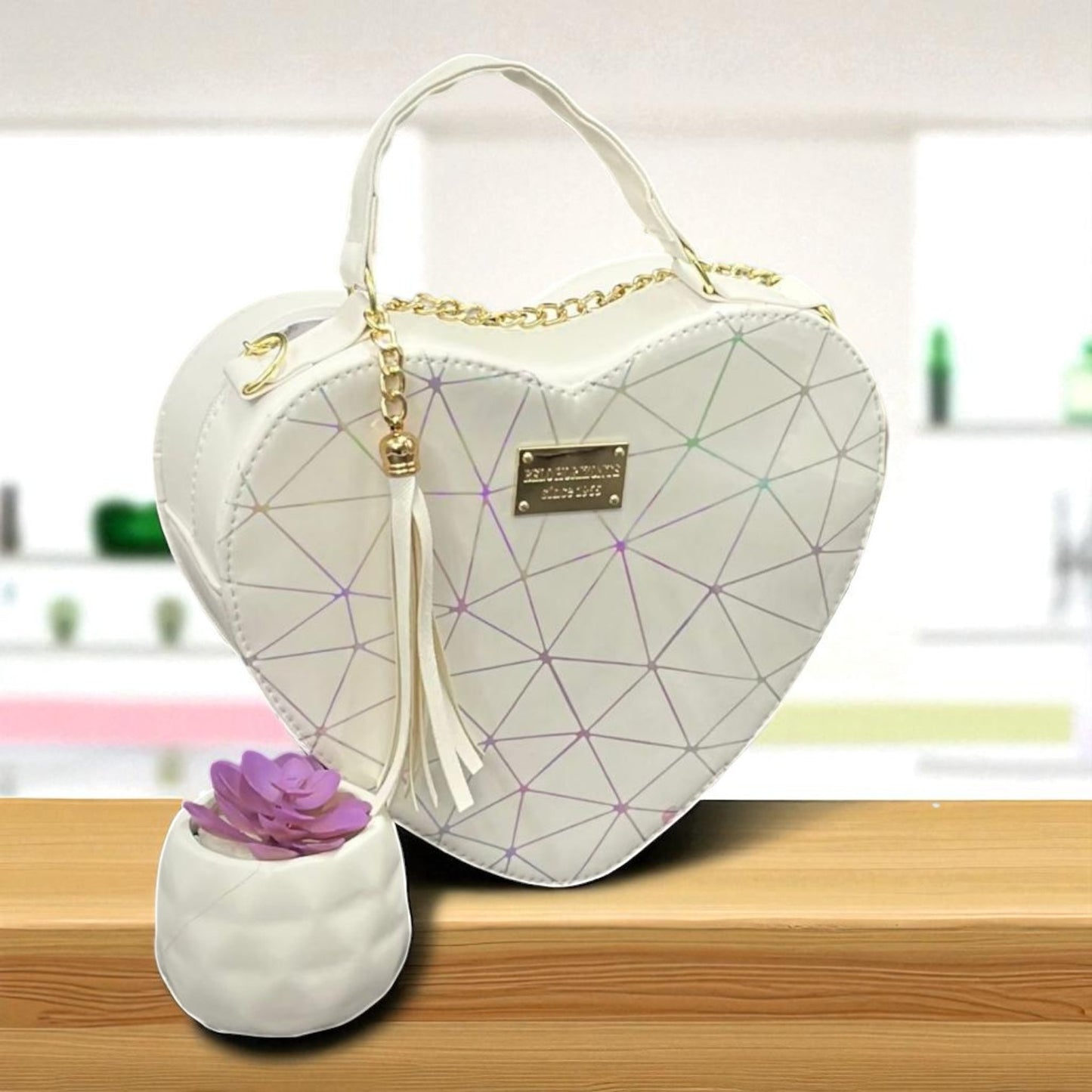 Bolsa de dama ANGELA corazón pastel elegante juvenil con correa larga moderna