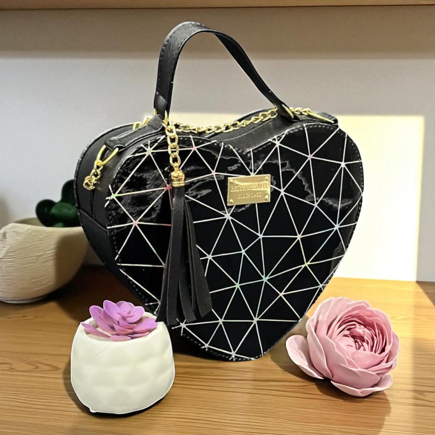 Bolsa de dama ANGELA corazón pastel elegante juvenil con correa larga moderna