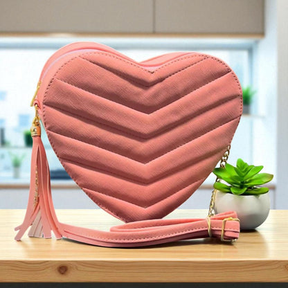 Bolsa de dama ANGELA corazón pastel elegante juvenil con correa larga moderna