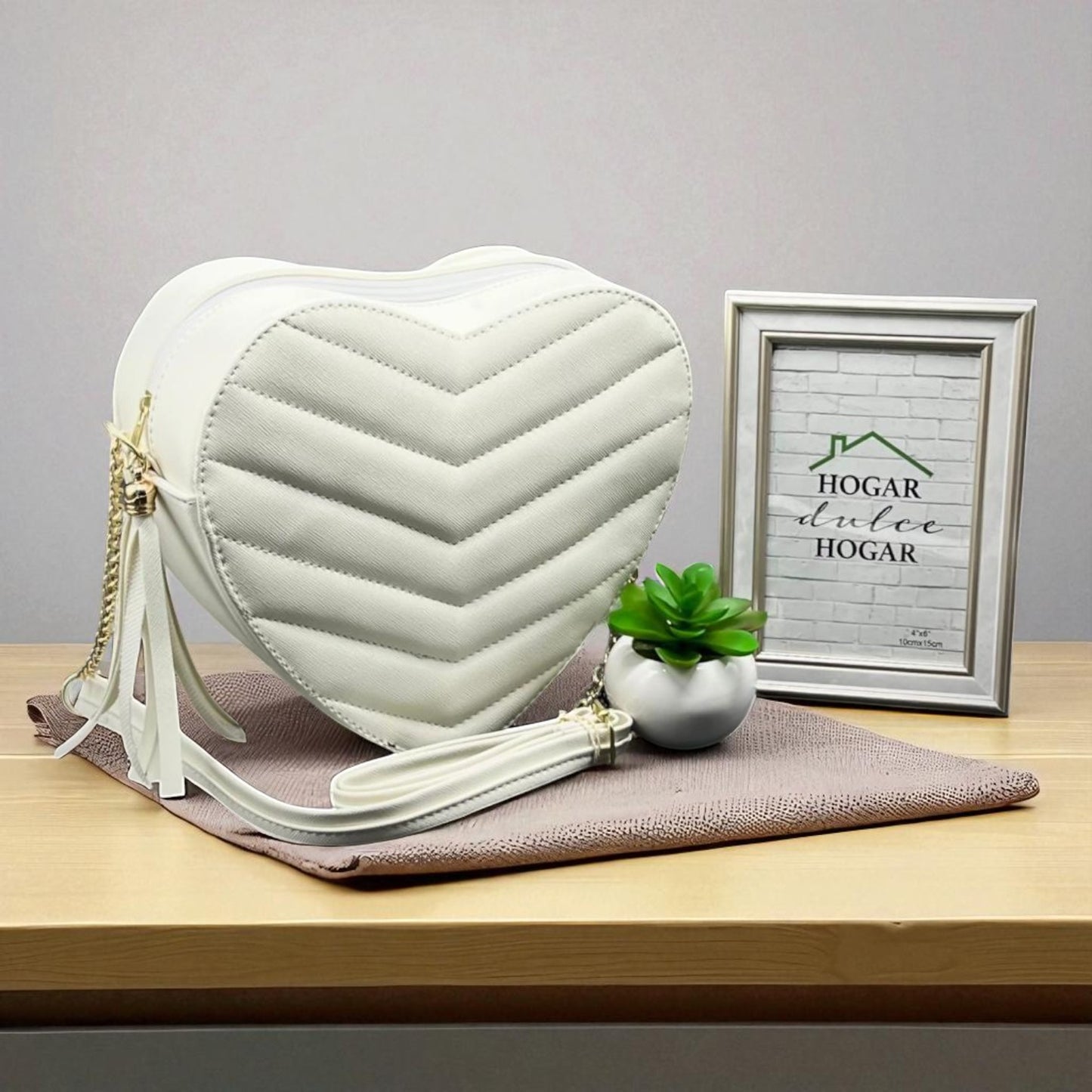 Bolsa de dama ANGELA corazón pastel elegante juvenil con correa larga moderna