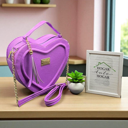 Bolsa de dama ANGELA corazón pastel elegante juvenil con correa larga moderna