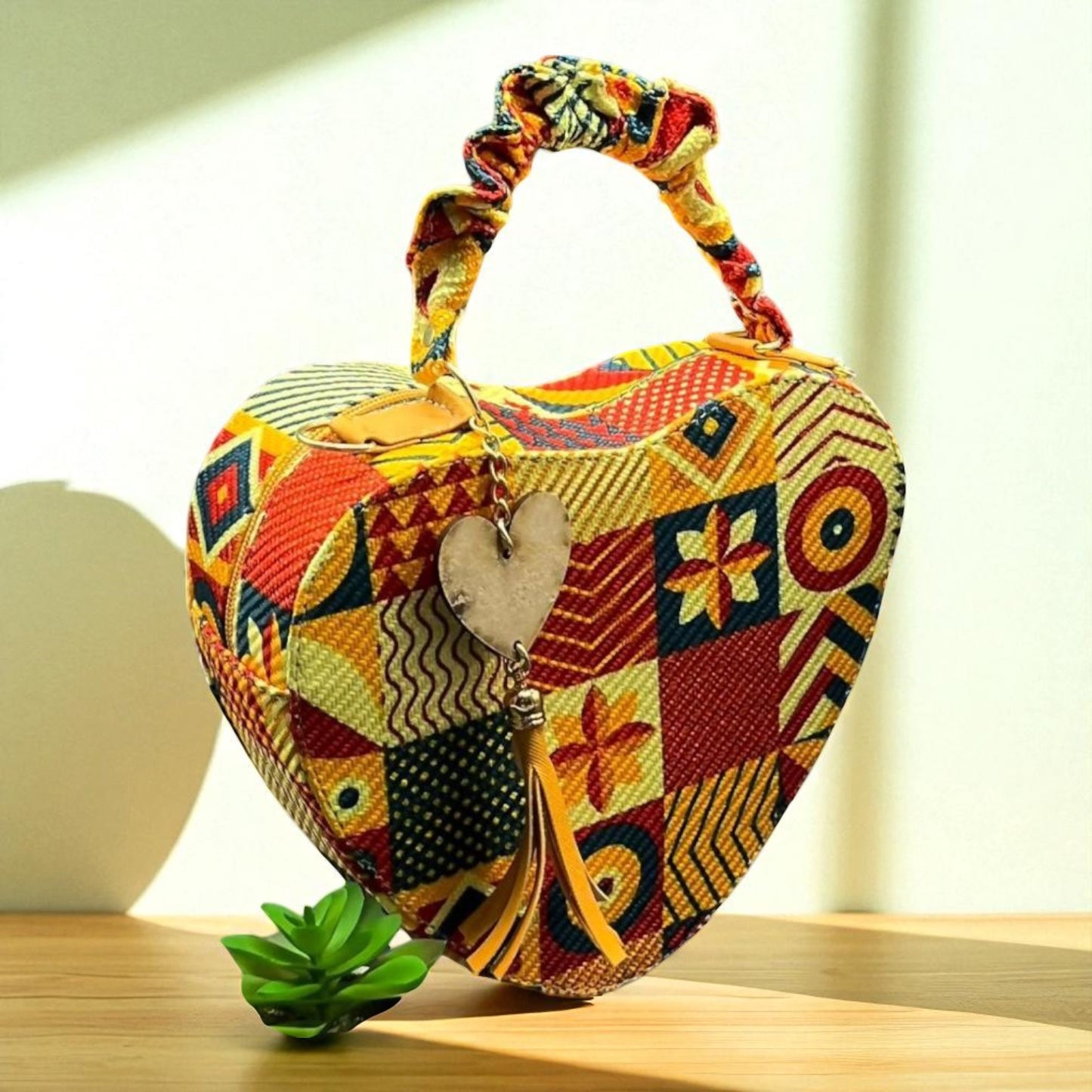 Bolsa corazón artesanal azul blanco mujer elegante moderna juvenil tendencia ideal regalo Erika