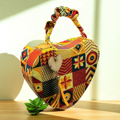 Bolsa corazón artesanal azul blanco mujer elegante moderna juvenil tendencia ideal regalo Erika