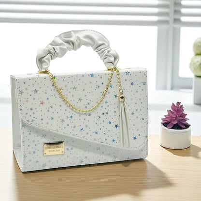 Bolsa de dama CASSANDRA pastel multicolor elegante con asa fruncida y tassel moderno