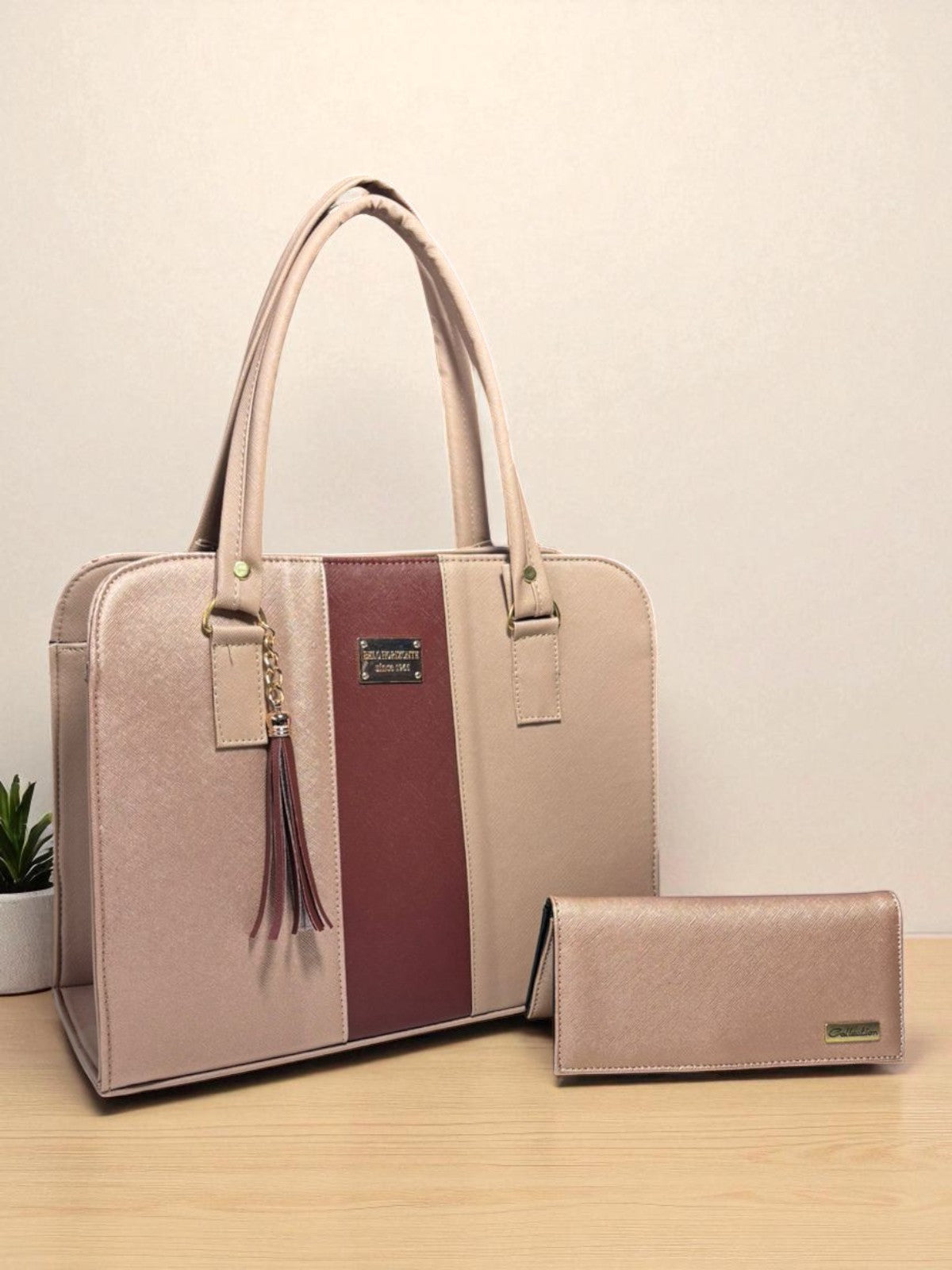 Bolsa elegante LIDIA mujer blanco negro con cartera, moda moderna práctica para revender