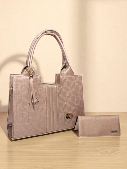 Bolsa de dama LUCIA color vino geométrica elegante grande resistente moda casual oficina