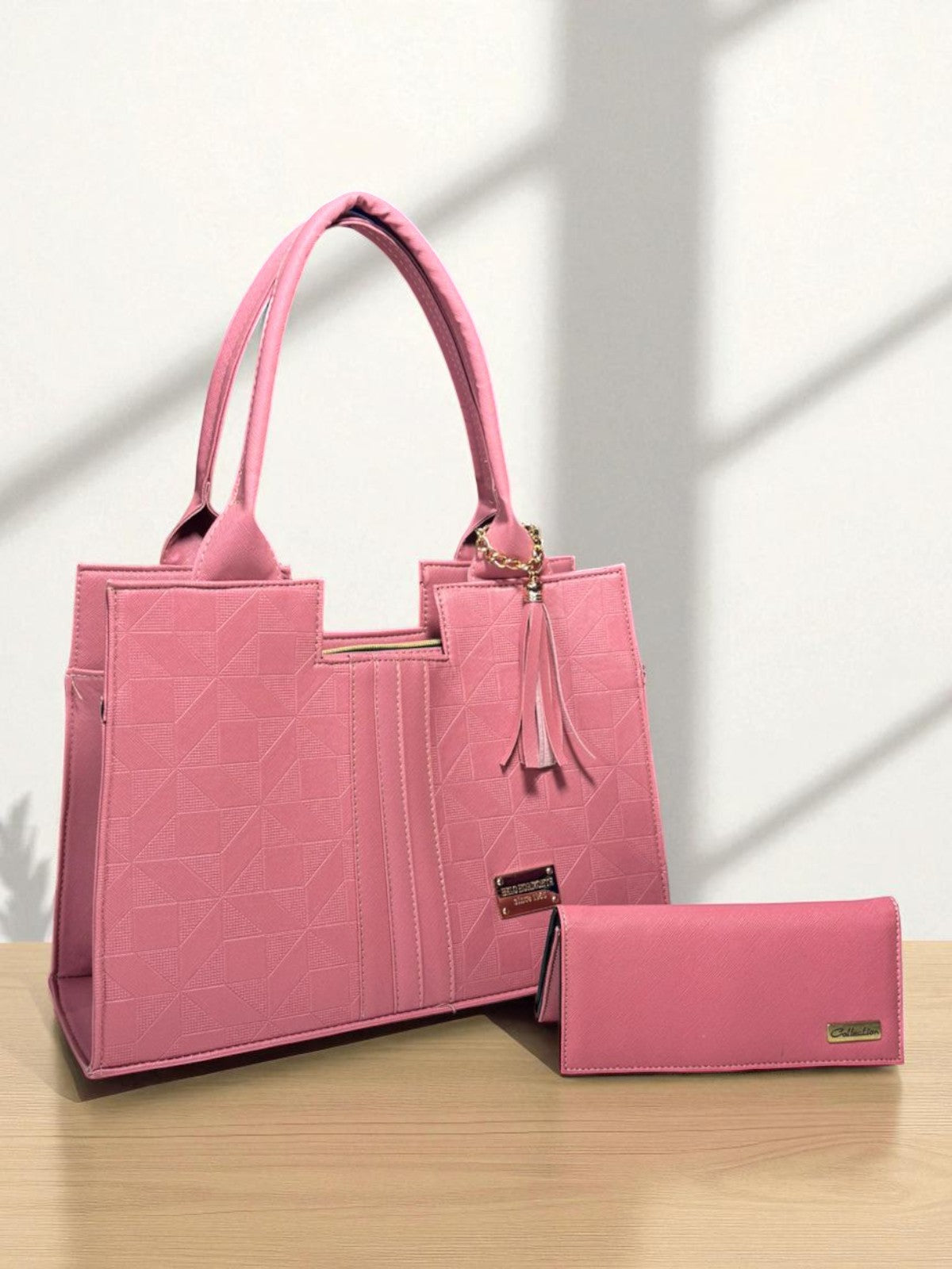 Bolsa de dama LUCIA color vino geométrica elegante grande resistente moda casual oficina