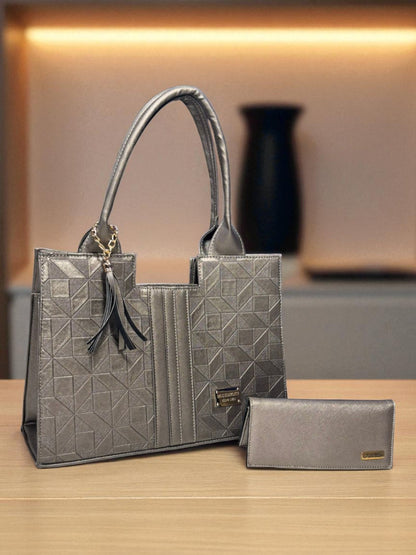 Bolsa de dama LUCIA color vino geométrica elegante grande resistente moda casual oficina