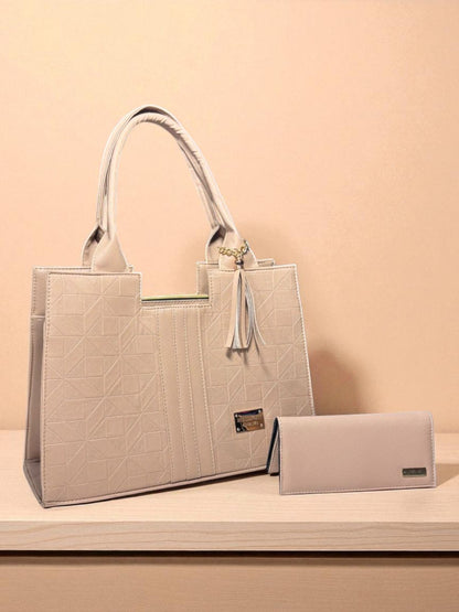 Bolsa de dama LUCIA color vino geométrica elegante grande resistente moda casual oficina