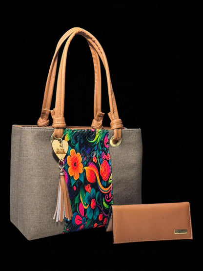 Bolsa artesanal de dama SOFIA bordado floral colorido grande elegante resistente ideal revender