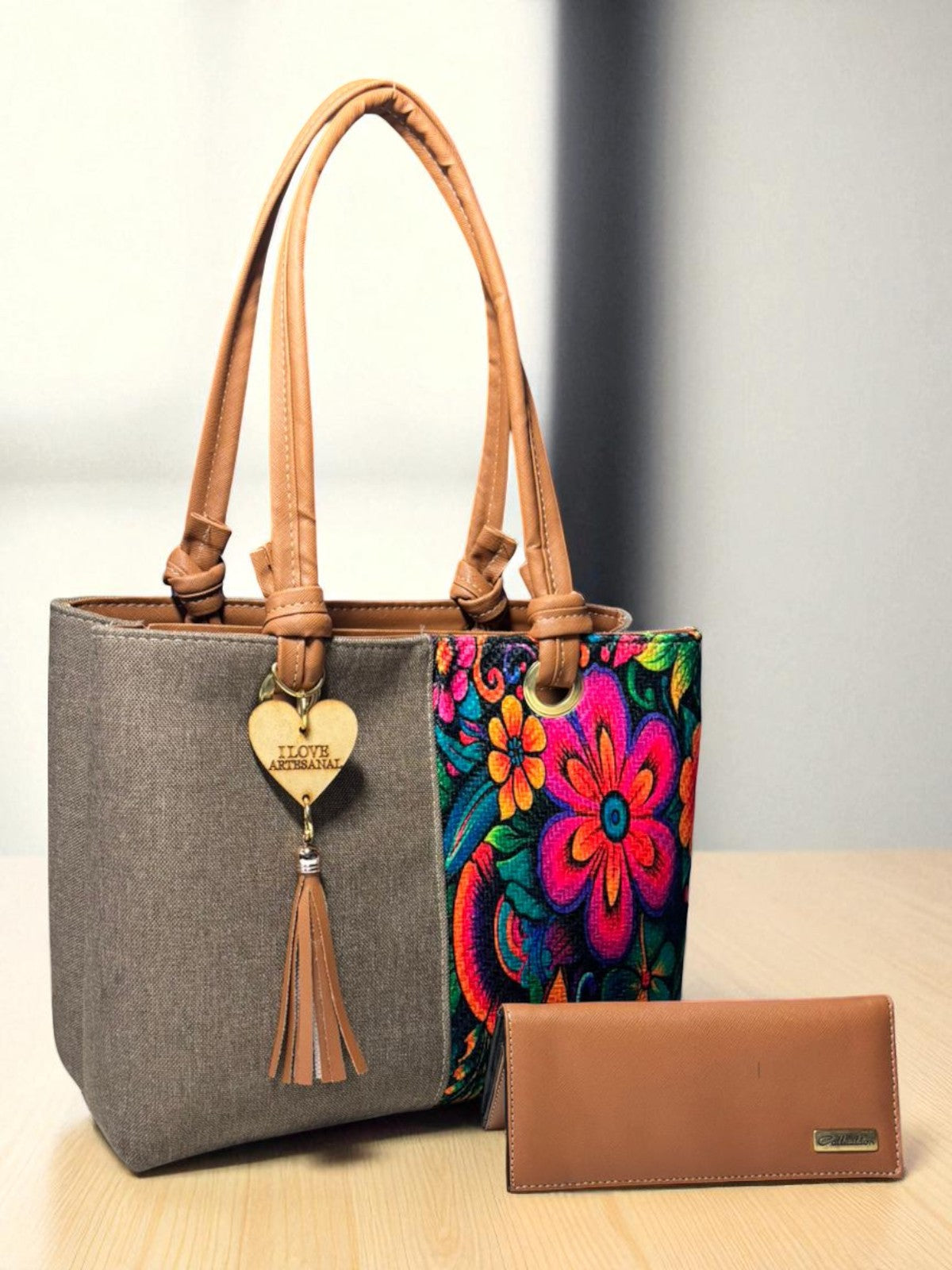 Bolsa artesanal de dama SOFIA bordado floral colorido grande elegante resistente ideal revender