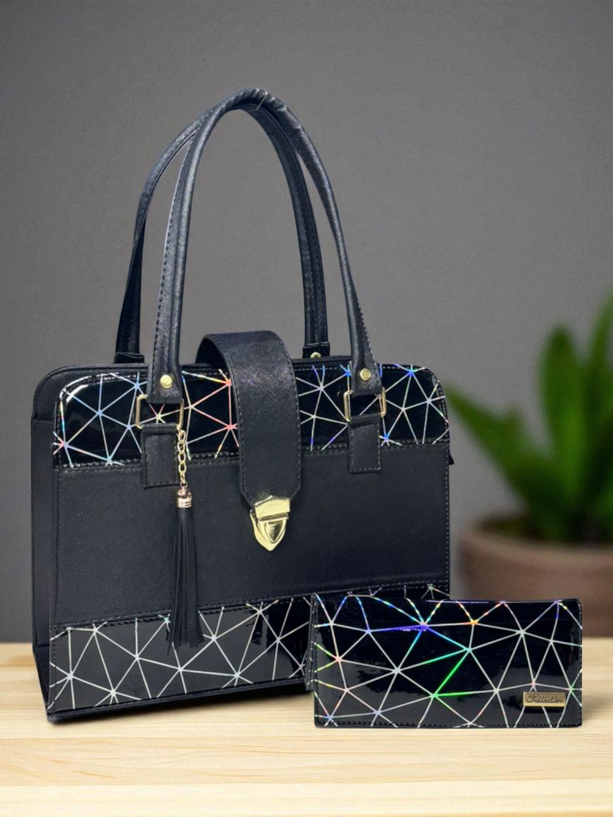 Bolsa de dama ELIZABETH blanca elegante con estrellas plateadas, moderna, espaciosa y resistente