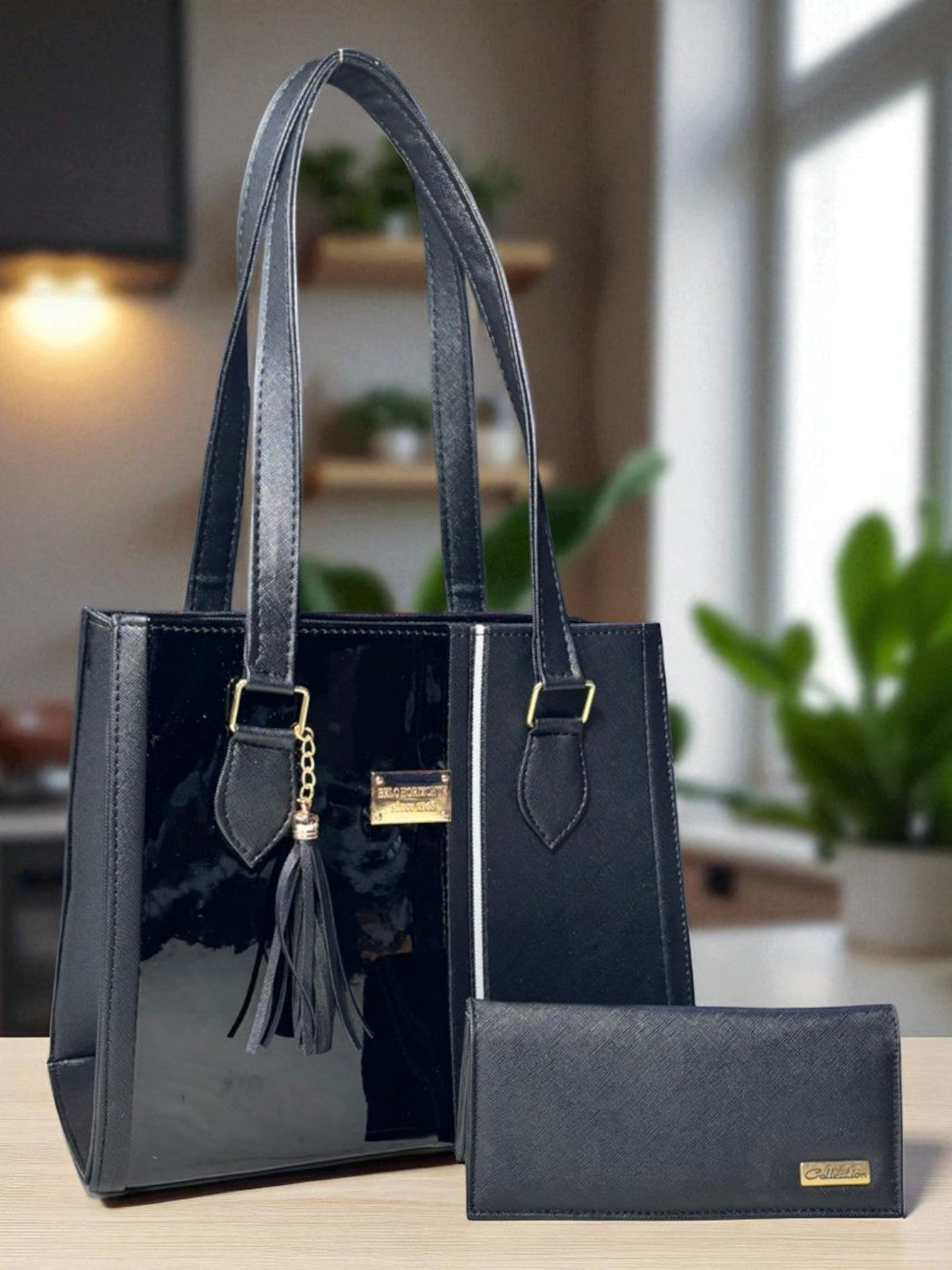 Bolsa de dama PERLA elegante roja y negra, bolso moderno resistente para revender