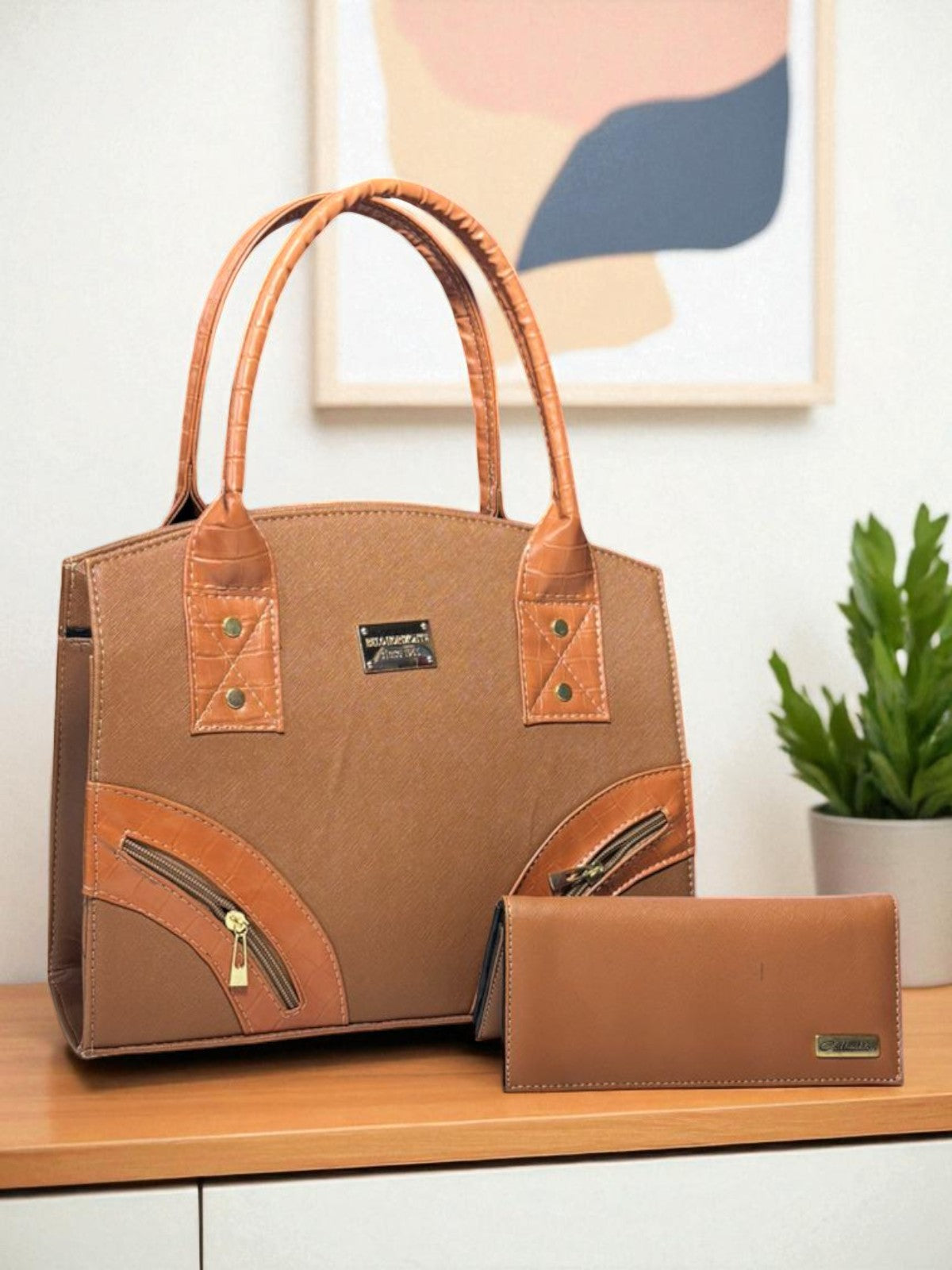 Bolsa de dama AIDEE café elegante con cierres frontales, resistente, moderna, ideal revender