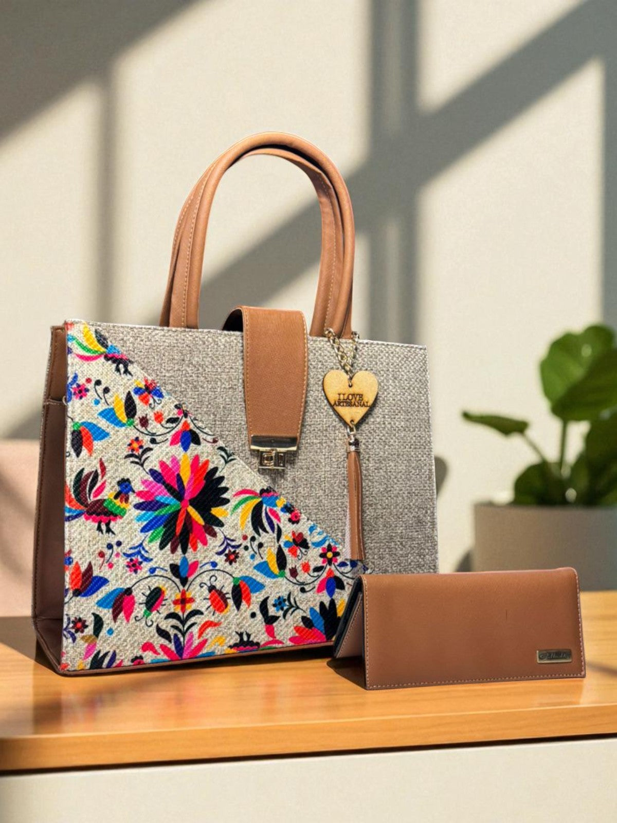 Bolsa de dama Daniela floral roja elegante grande casual sintética resistente tendencia