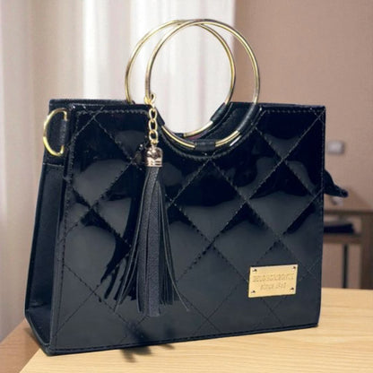 Bolsa de dama Victoria elegante moderna exclusiva negra sintética alta calidad duradera